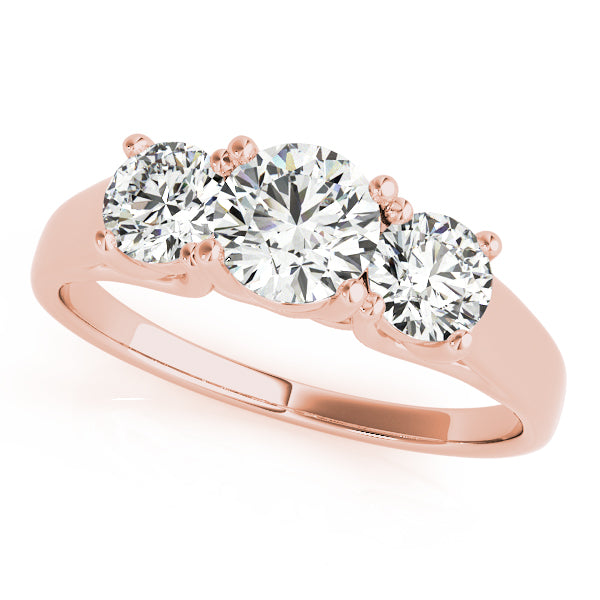 1/2 CT FG/VVS1 Round Diamond 3 Stone Engagement Rings In 10K Rose Gold