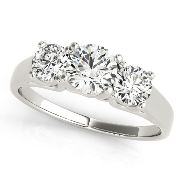 1/2 CT FG/VVS1 Round Diamond 3 Stone Engagement Rings In 10K White Gold