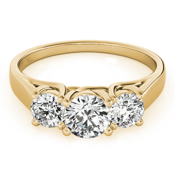 1/2 CT FG/VVS1 Round Diamond 3 Stone Engagement Rings In 10K Yellow Gold