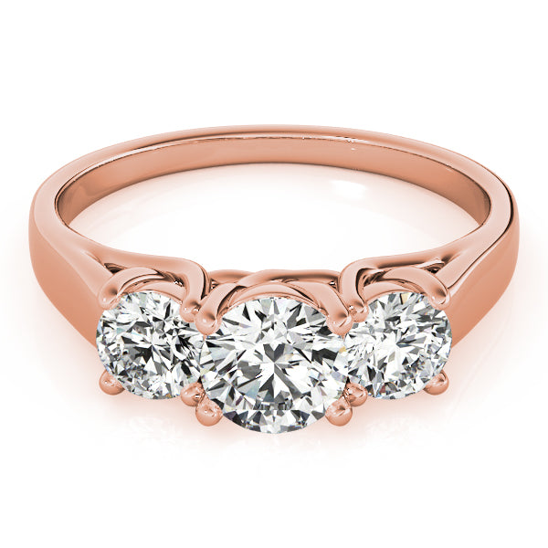 1/2 CT FG/VVS1 Round Diamond 3 Stone Engagement Rings In 10K Rose Gold