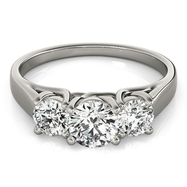 1/2 CT FG/VVS1 Round Diamond 3 Stone Engagement Rings In 10K White Gold