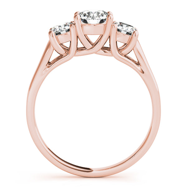 1/2 CT FG/VVS1 Round Diamond 3 Stone Engagement Rings In 10K Rose Gold