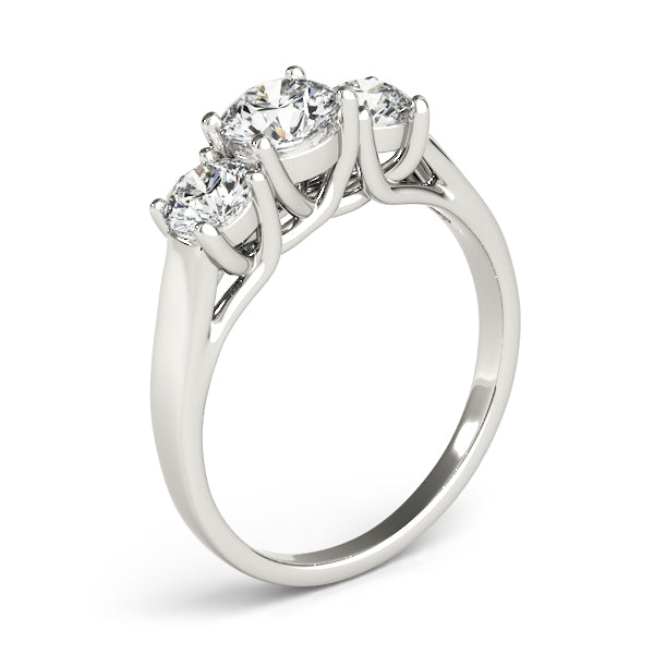 1/2 CT FG/VVS1 Round Diamond 3 Stone Engagement Rings In 10K White Gold