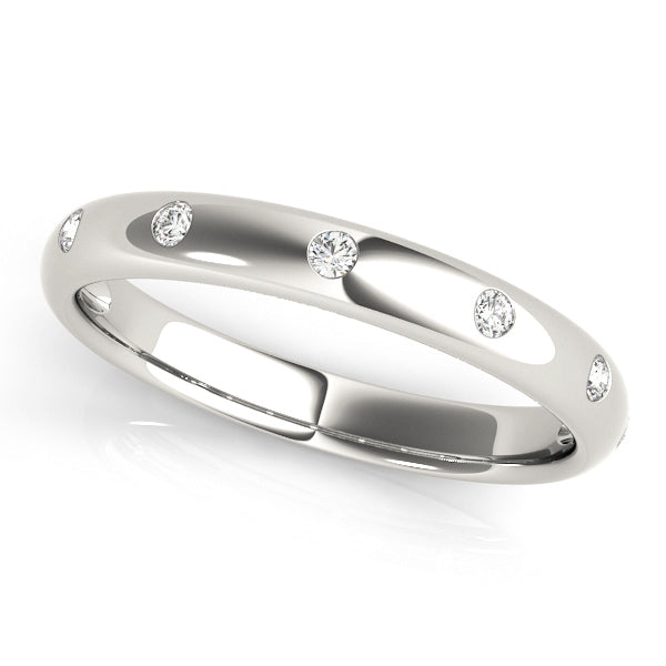 10K White Gold 1/10 Ct White Bezel Set Diamond Wedding Band