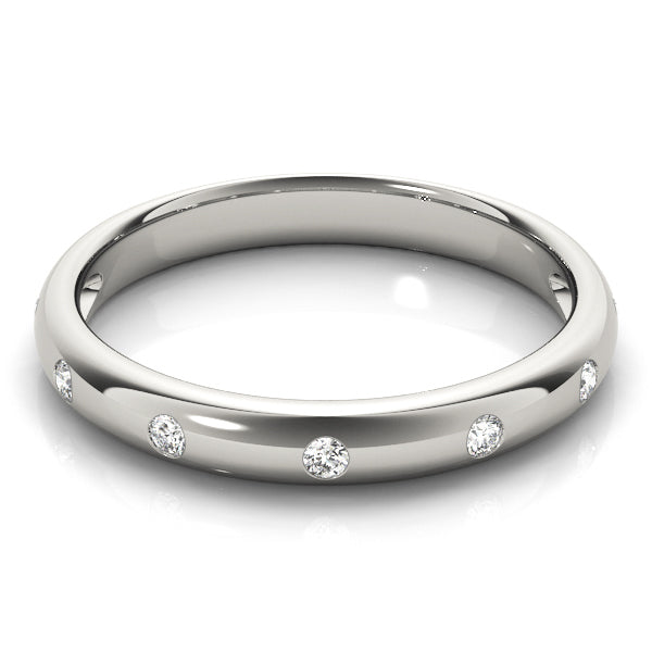 10K White Gold 1/10 Ct White Bezel Set Diamond Wedding Band
