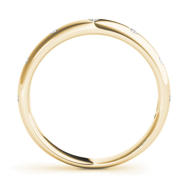 10K Yellow Gold 1/10 Ct White Bezel Set Diamond Wedding Band