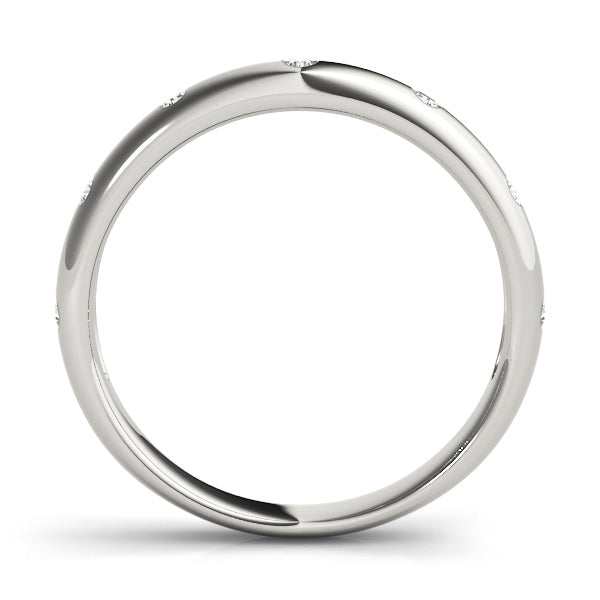 10K White Gold 1/10 Ct White Bezel Set Diamond Wedding Band