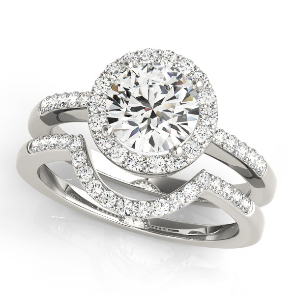 Bridal Set 0.40 Carat Diamond Engagement Wedding Ring In 14K Solid White Gold
