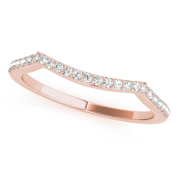 Wedding Band 1/8 Ct Round Prong Set Diamond In 10K Solid Pink Gold