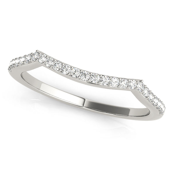 Wedding Band 1/8 Ct Round Prong Set Diamond In 10K Solid White Gold