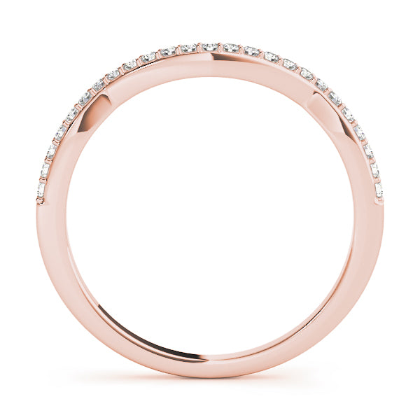 Wedding Band 1/8 Ct Round Prong Set Diamond In 10K Solid Pink Gold