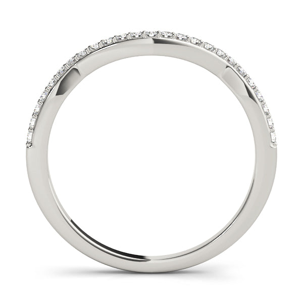 Wedding Band 1/8 Ct Round Prong Set Diamond In 10K Solid White Gold