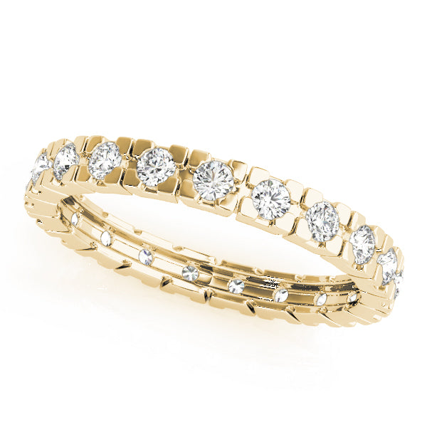 0.63 Carat FG/VS1 Round Diamond Eternity Wedding Band In 14K Solid White Yellow Gold Size 7