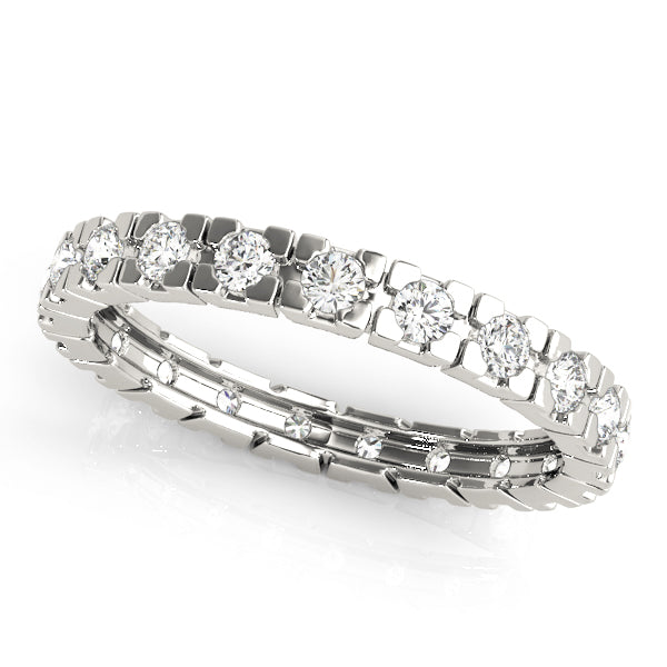 0.60 Carat FG/VS1 Round Diamond Eternity Wedding Band In 14K Solid White Yellow Gold Size 6