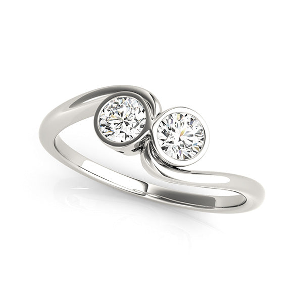 1/4 Carat Round Diamond 10K Solid White Gold Two Stone Engagement Rings