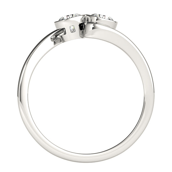 1/4 Carat Round Diamond 10K Solid White Gold Two Stone Engagement Rings