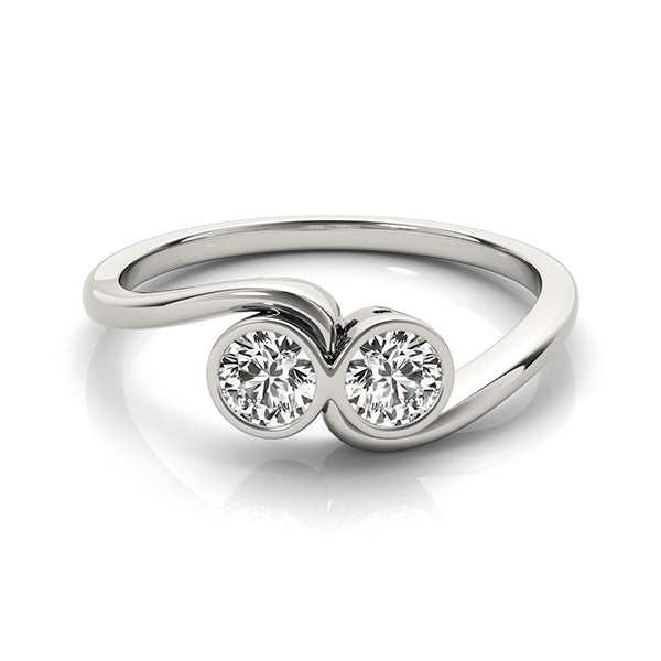 1/4 Carat Round Diamond 10K Solid White Gold Two Stone Engagement Rings
