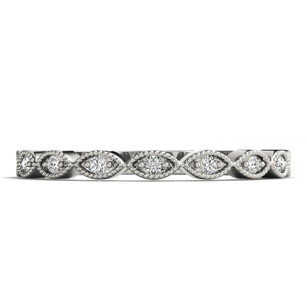 Wedding Band 14K White Gold 0.06 Carat Round Diamond Jewelry