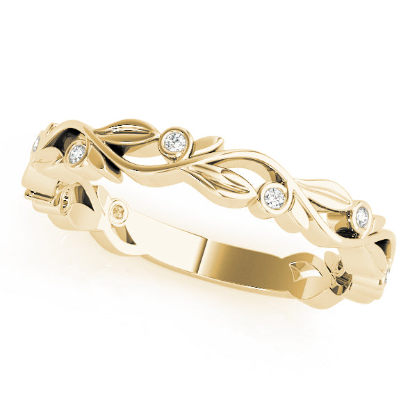 Wedding Band 0.036 CT Brilliant Cut Round Diamond In 10K White/ Yellow Gold Women Jewelry