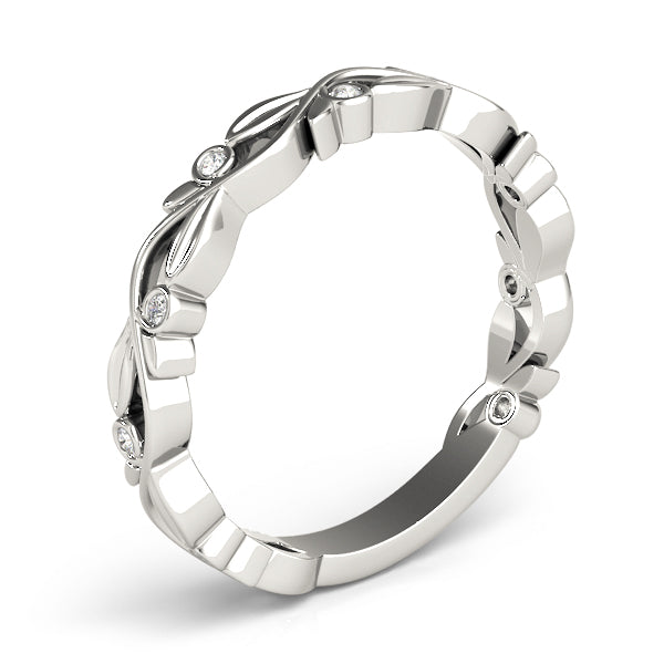 Wedding Band 0.036 CT Brilliant Cut Round Diamond In 10K White/ Yellow Gold Women Jewelry