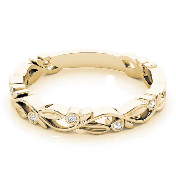 Wedding Band 0.036 CT Brilliant Cut Round Diamond In 10K White/ Yellow Gold Women Jewelry