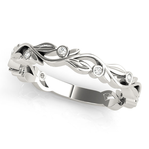Wedding Band 0.036 CT Brilliant Cut Round Diamond In 10K White/ Yellow Gold Women Jewelry