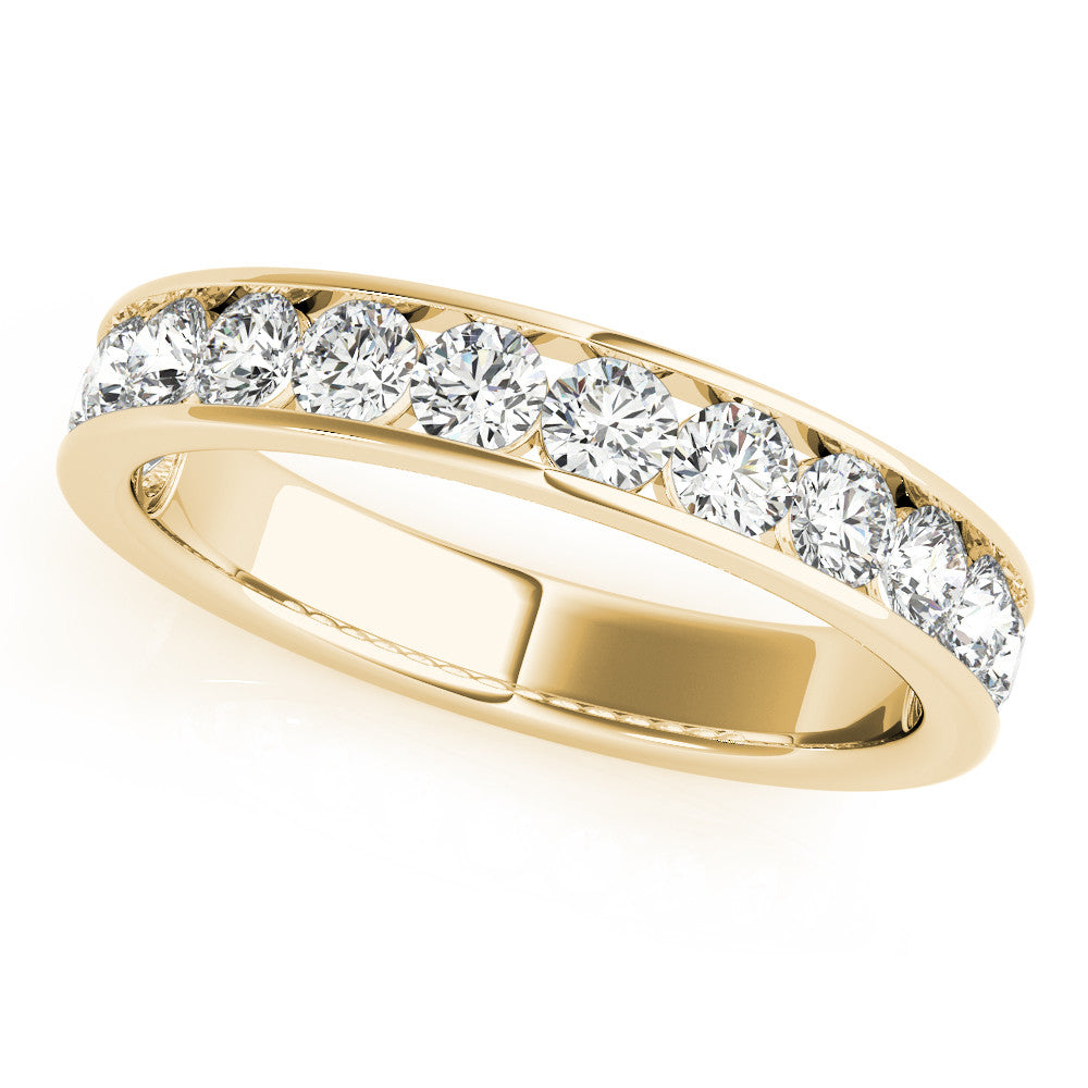 1.00 Ct Natural Diamond Channel Set Wedding Band In 14K Solid Yellow Gold