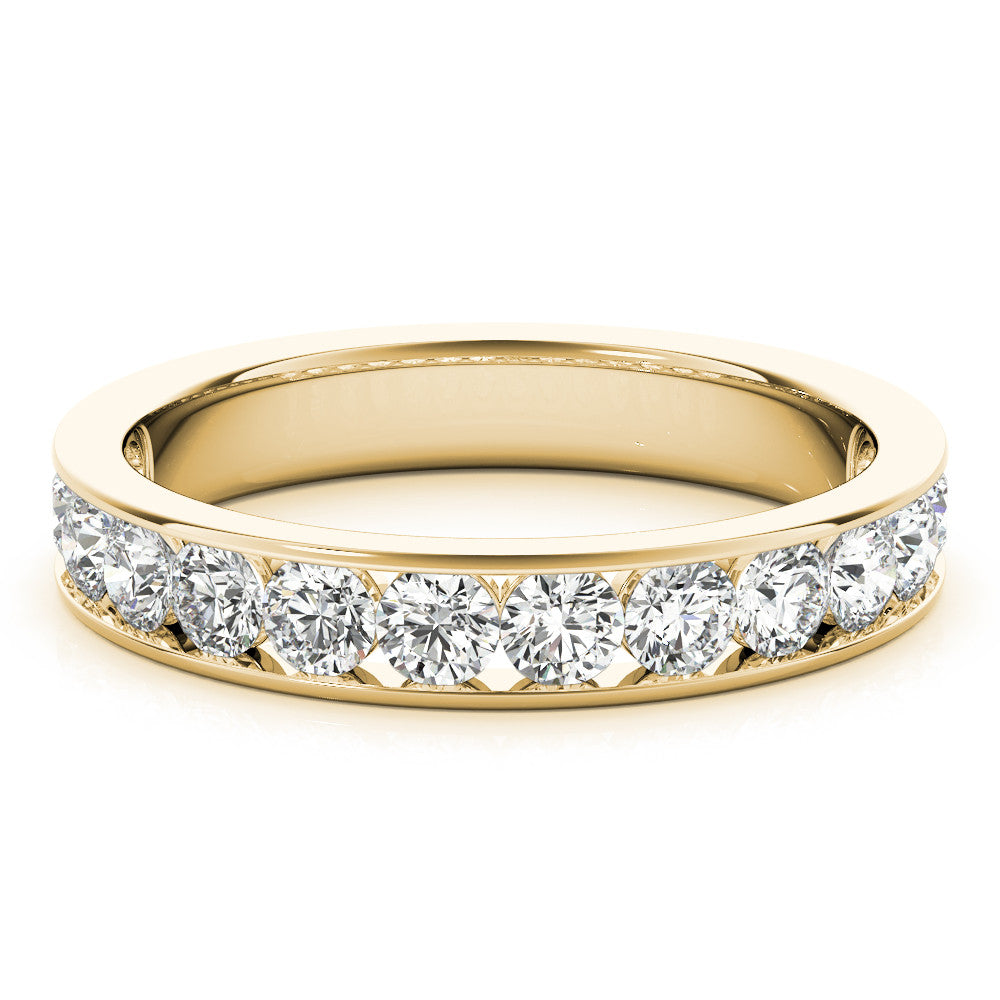 1.00 Ct Natural Diamond Channel Set Wedding Band In 14K Solid Yellow Gold