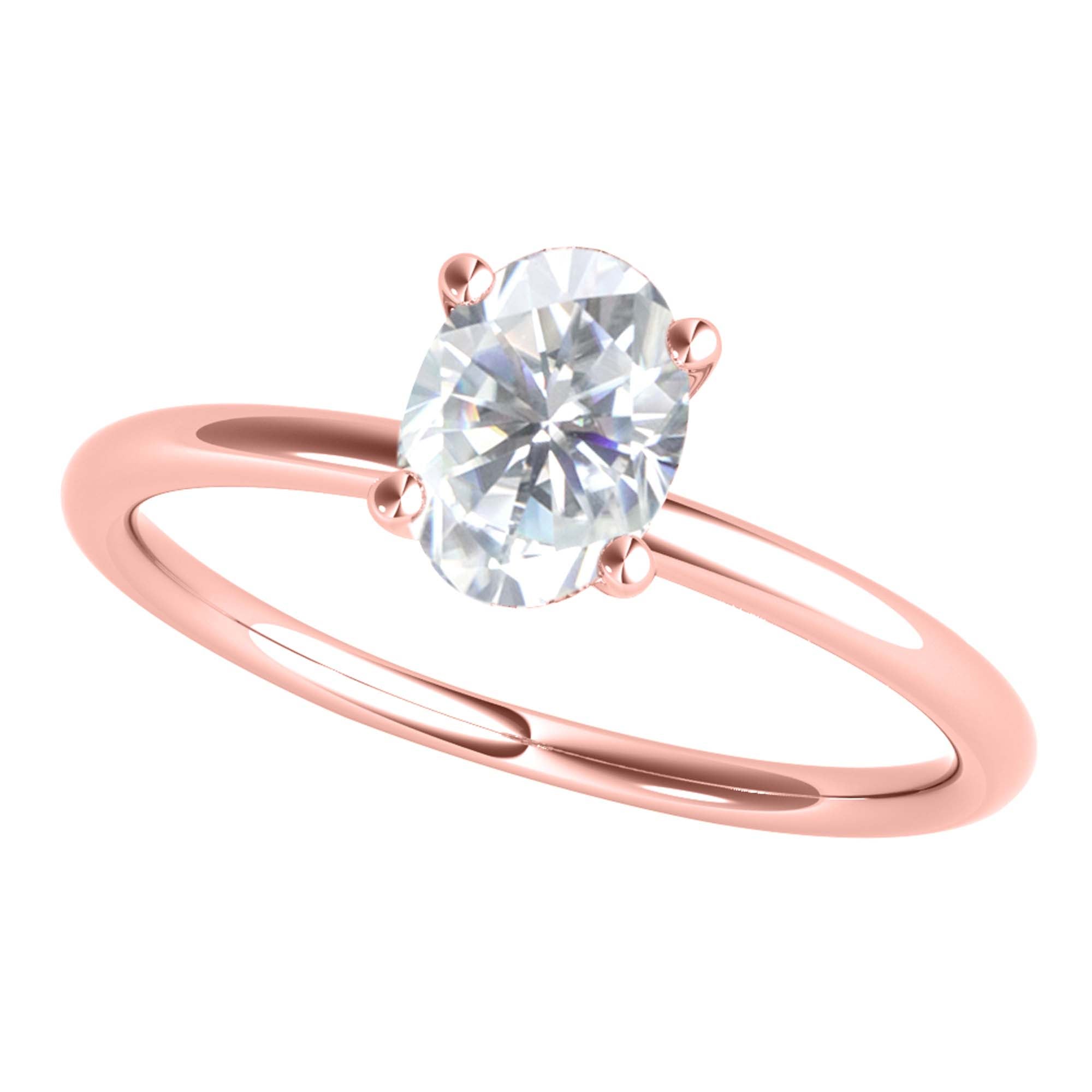 0.40 Ct Oval Prong Set Lab Grown Diamond Engagement Solitaire Ring in 14K White Gold