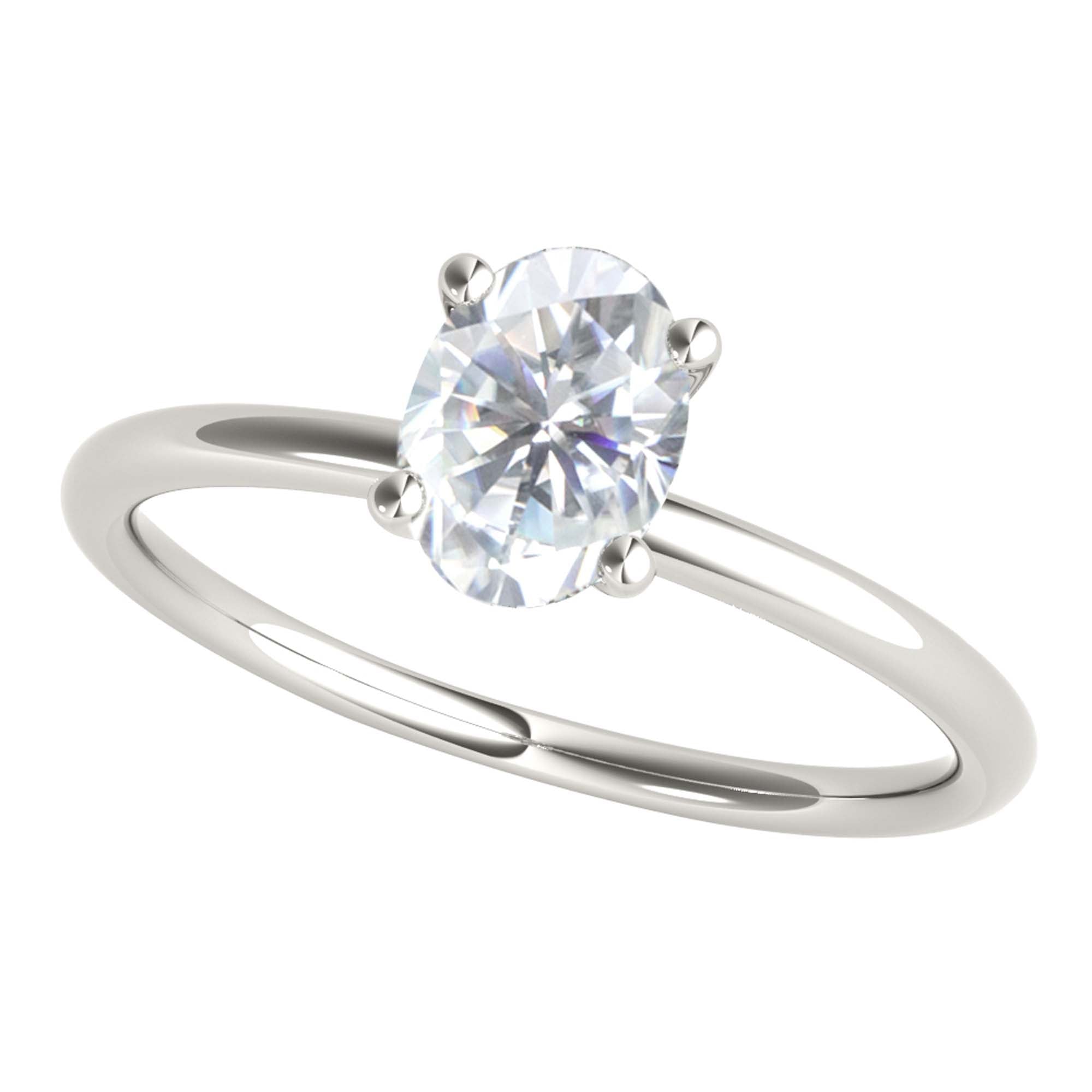 0.40 Ct Oval Prong Set Lab Grown Diamond Engagement Solitaire Ring in 14K White Gold