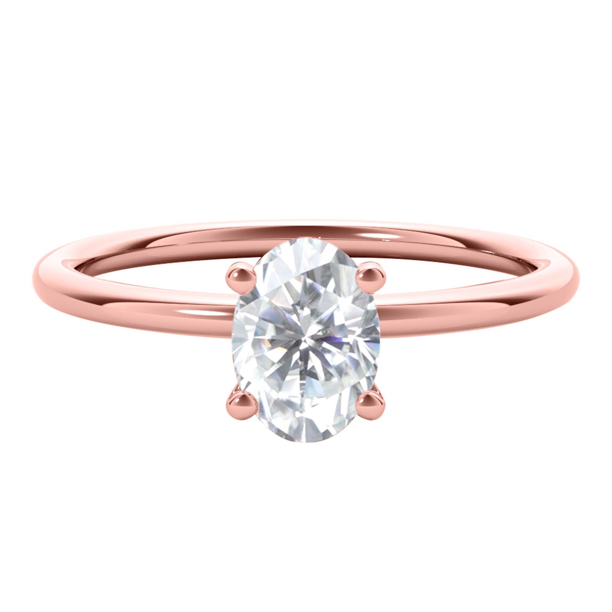 0.40 Ct Oval Prong Set Lab Grown Diamond Engagement Solitaire Ring in 14K White Gold