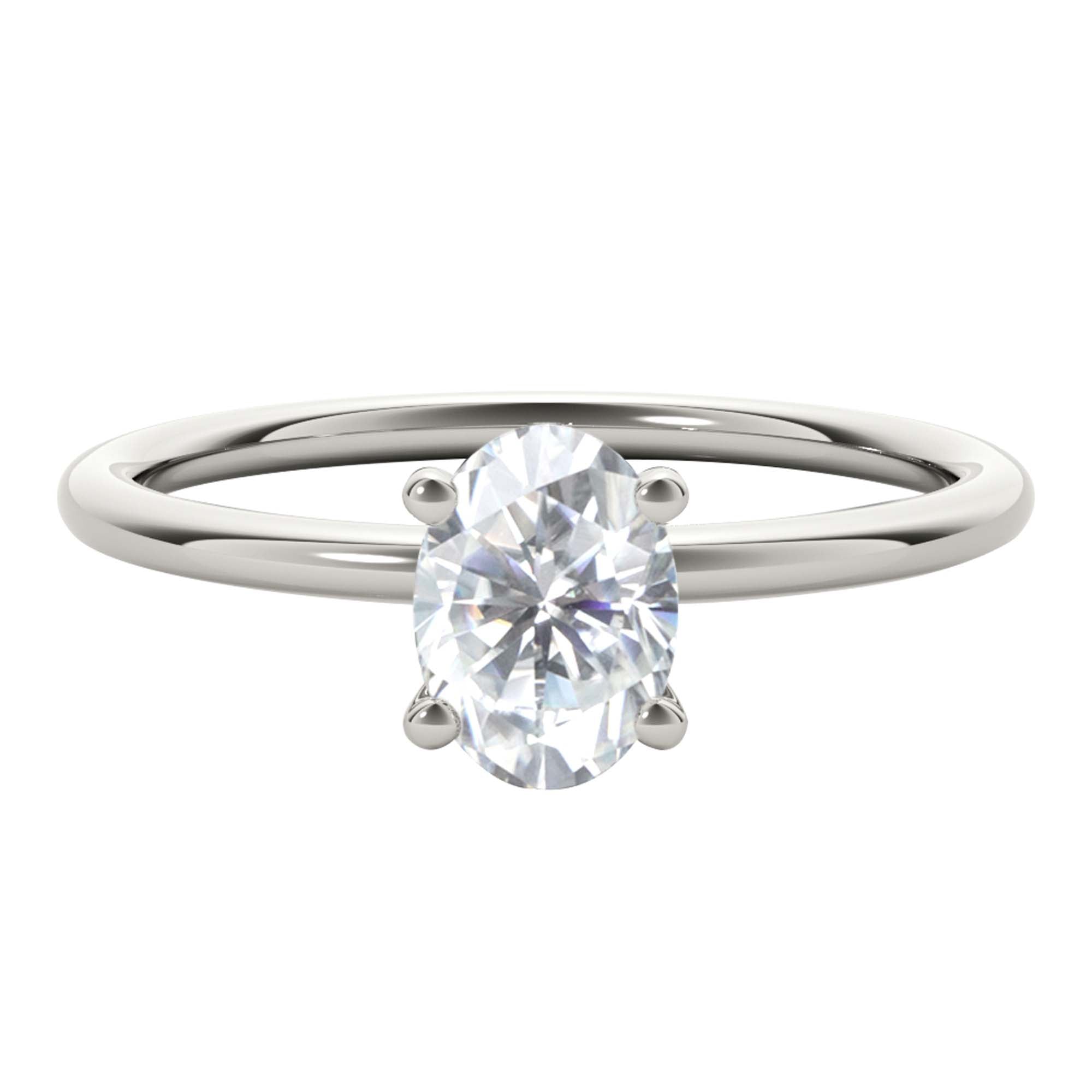 0.40 Ct Oval Prong Set Lab Grown Diamond Engagement Solitaire Ring in 14K White Gold