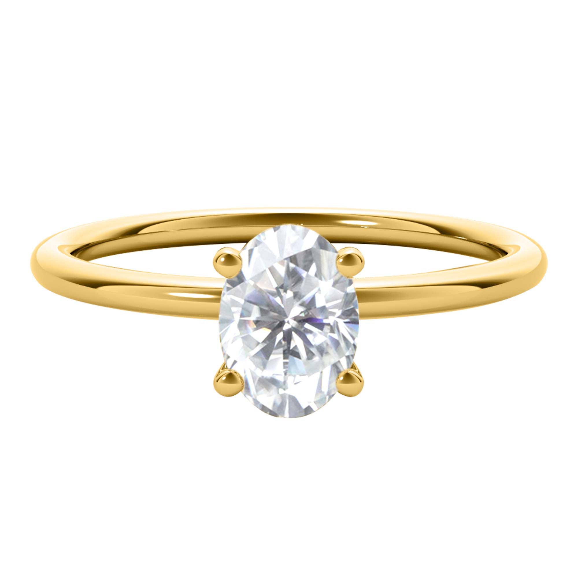 0.40 Ct Oval Prong Set Lab Grown Diamond Engagement Solitaire Ring in 14K White Gold