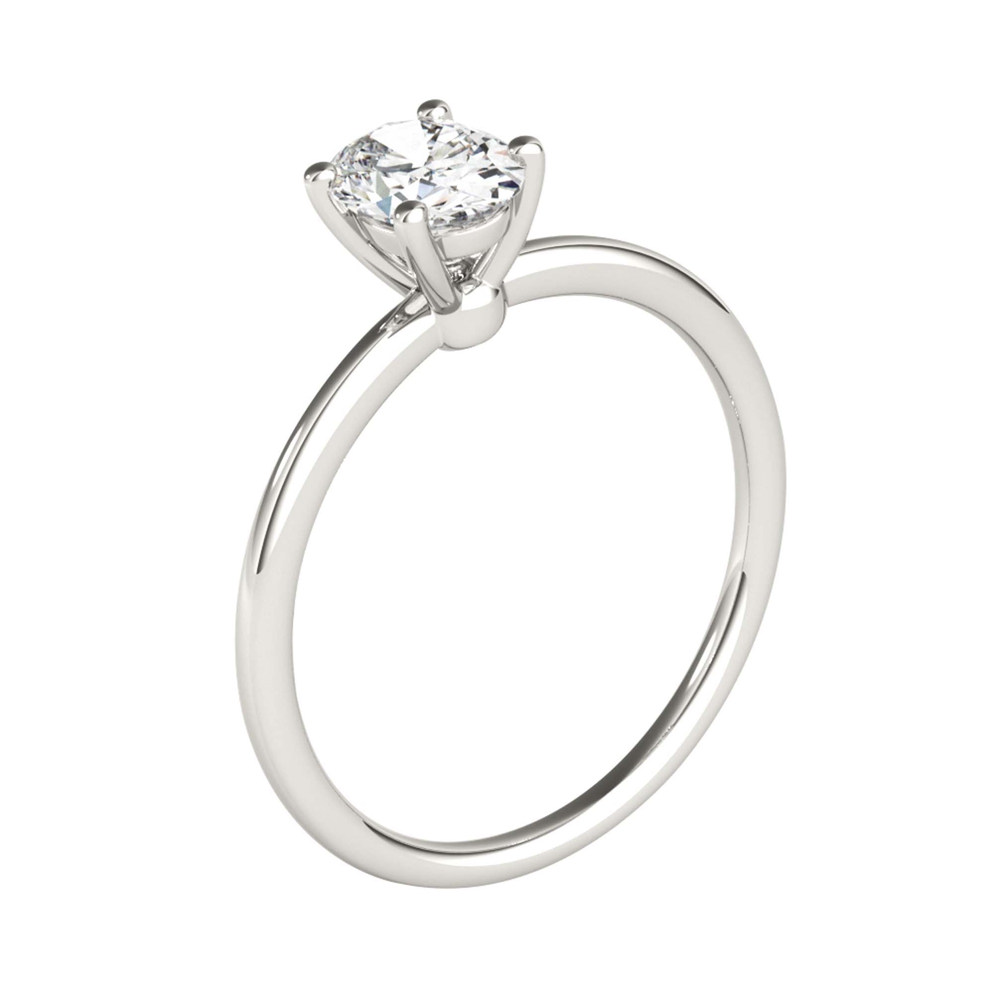 0.40 Ct Oval Prong Set Lab Grown Diamond Engagement Solitaire Ring in 14K White Gold