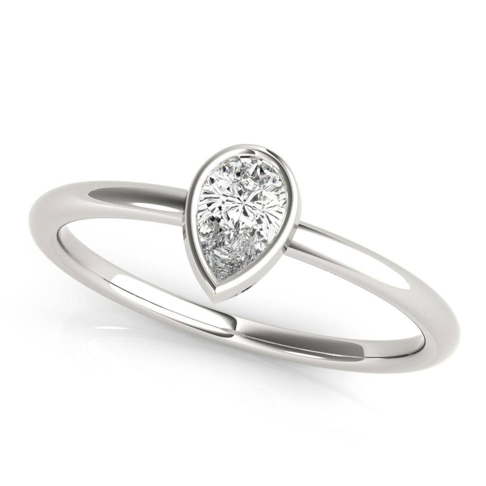 1/4 CT Pear Shape Diamond Solitaire Engagement Ring in 10K Solid White Gold