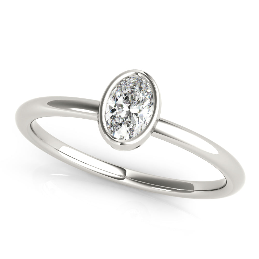 1/4 ct Oval Shape Diamond Solitaire Engagement Ring In 10K White Gold