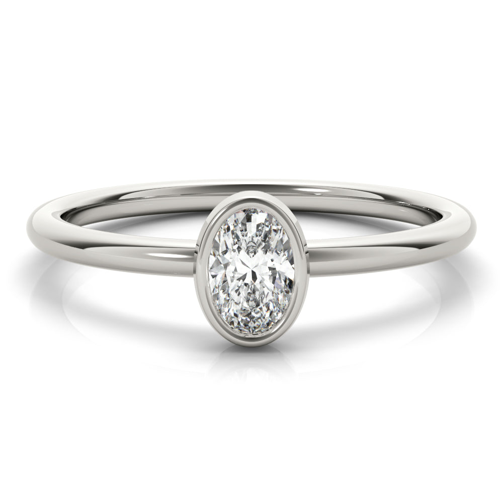 1/4 ct Oval Shape Diamond Solitaire Engagement Ring In 10K White Gold