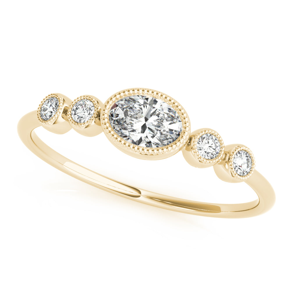 10K Gold 0.32 Ct Oval Diamond Wedding Ring