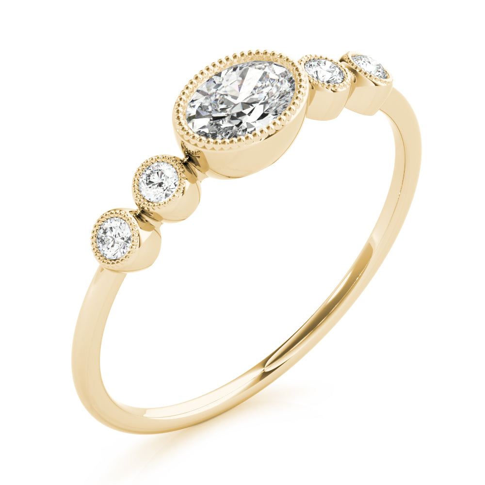 10K Gold 0.32 Ct Oval Diamond Wedding Ring