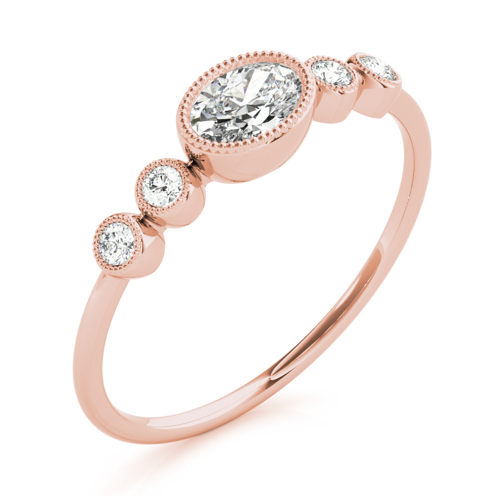 10K Gold 0.32 Ct Oval Diamond Wedding Ring