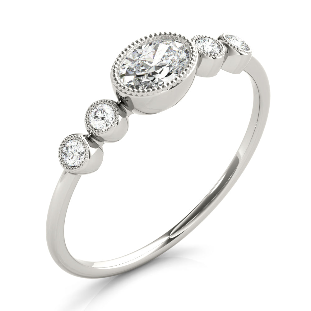 10K Gold 0.32 Ct Oval Diamond Wedding Ring