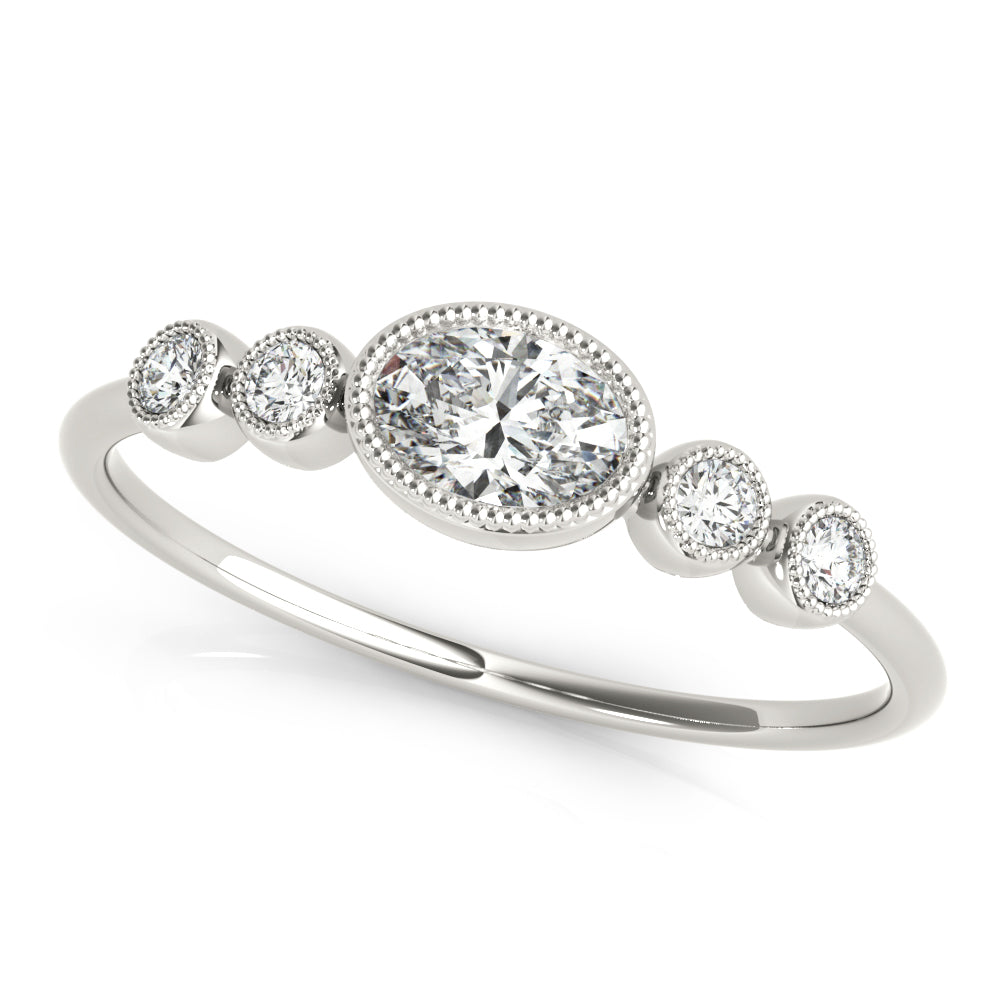 10K Gold 0.32 Ct Oval Diamond Wedding Ring