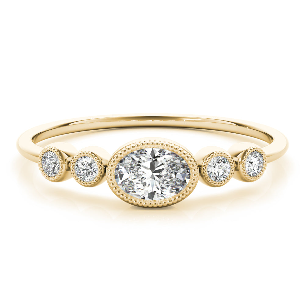 10K Gold 0.32 Ct Oval Diamond Wedding Ring