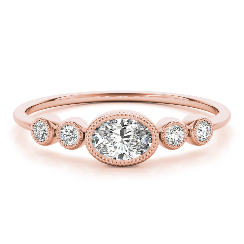 10K Gold 0.32 Ct Oval Diamond Wedding Ring