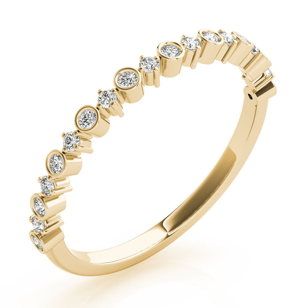 0.19 Carat Round Diamond In 14K Solid Yellow Gold Wedding Band Women Jewelry