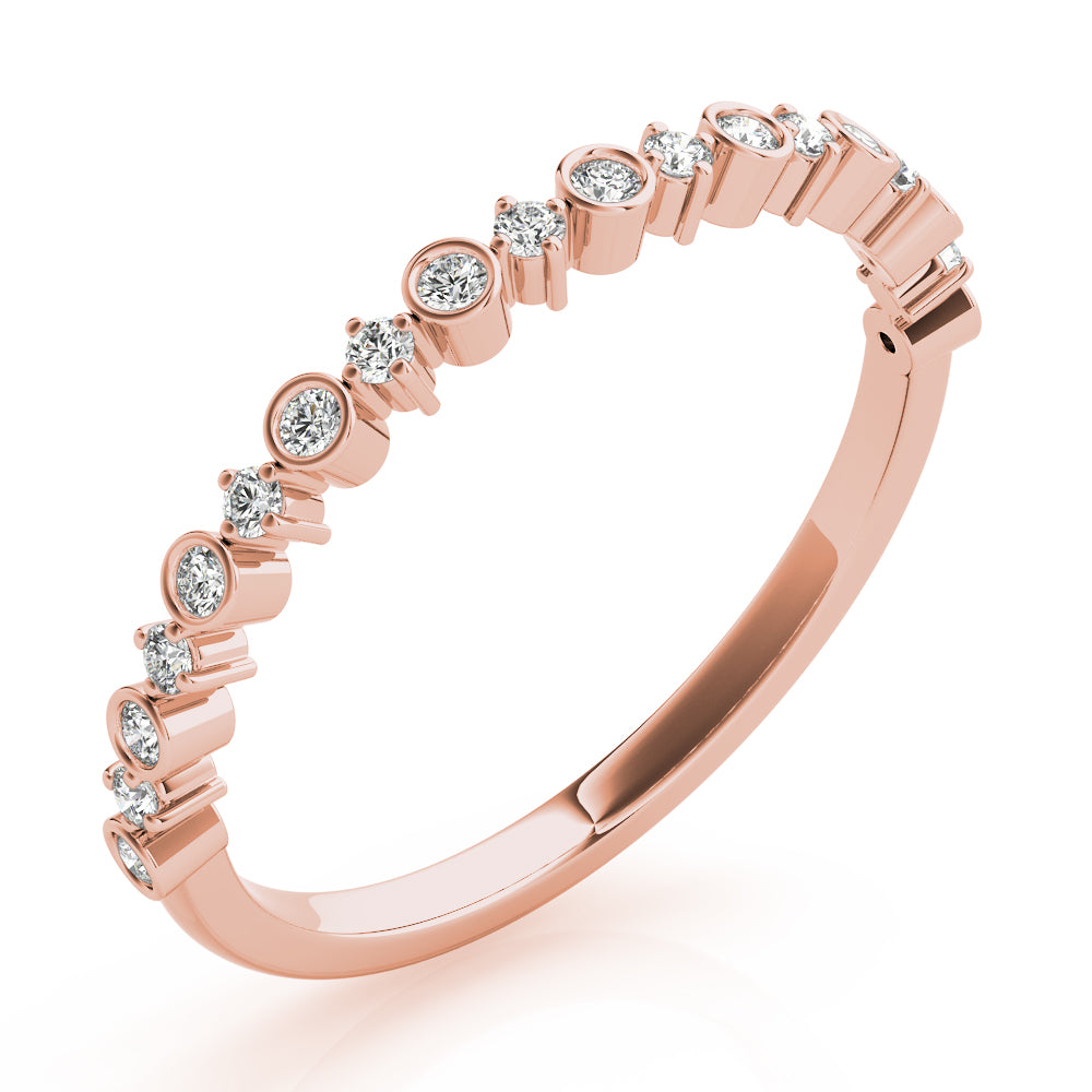Wedding Band 0.19 Carat Round Diamond In 14K Solid Rose Gold Women Jewelry