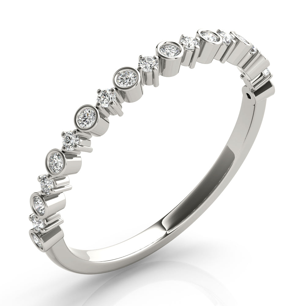 Wedding Band 0.19 Carat Round Diamond In 14K Solid White Gold Women Jewelry