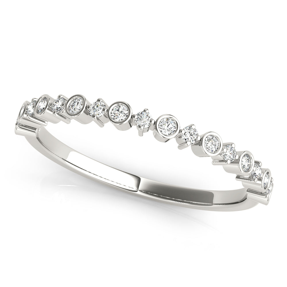 Wedding Band 0.19 Carat Round Diamond In 14K Solid White Gold Women Jewelry