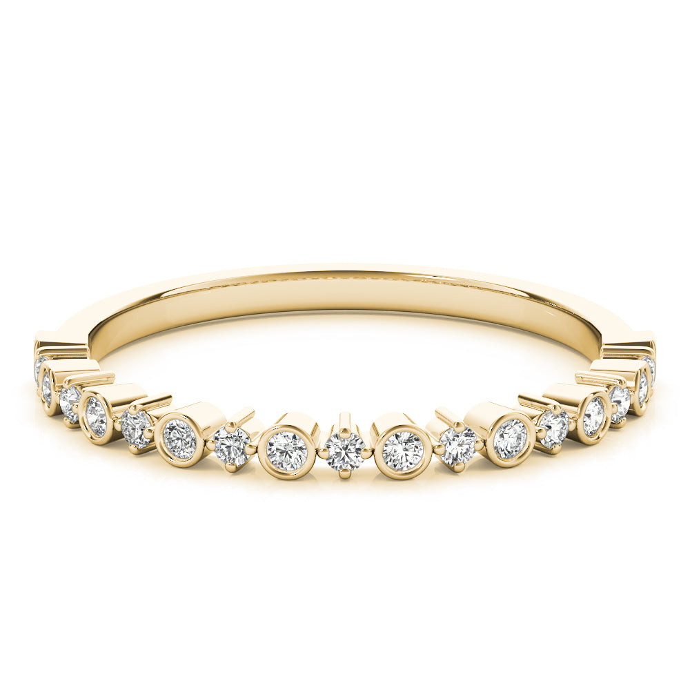 0.19 Carat Round Diamond In 14K Solid Yellow Gold Wedding Band Women Jewelry