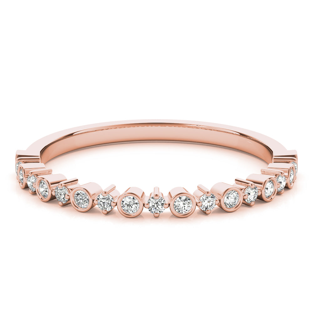 Wedding Band 0.19 Carat Round Diamond In 14K Solid Rose Gold Women Jewelry